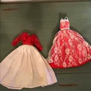 Barbie:Elegant Red and White Doll Dress Set